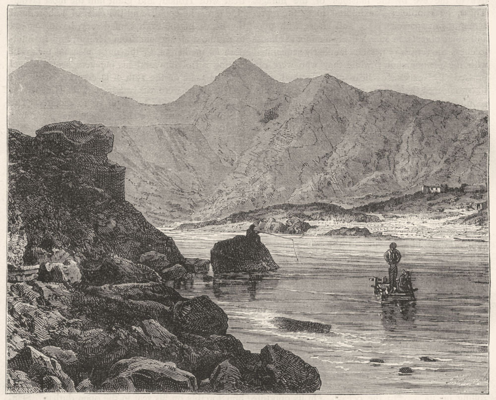 PAKISTAN. View of the Indus, near Attock c1880 old antique print picture